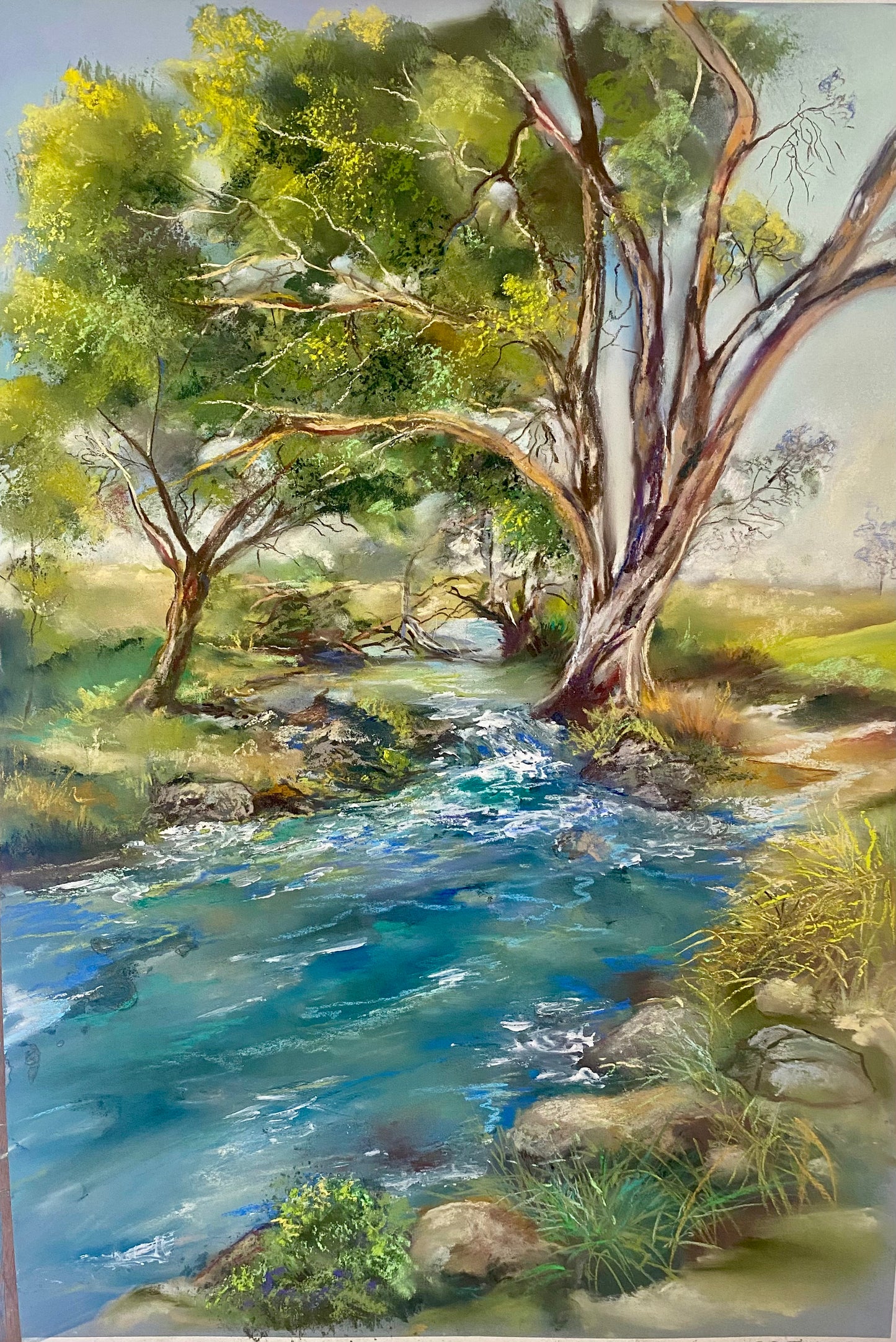 Gem blue Creek Original Pastel Artwork